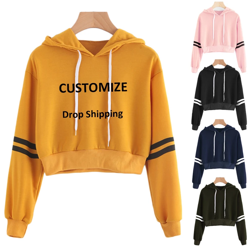 Drop Ship Women Sexy Crop Top Hoodies Customized Print Harajuku Kpop Casual Hoodies Sweatshirts Plus Size Bangtan Boys Top Y6