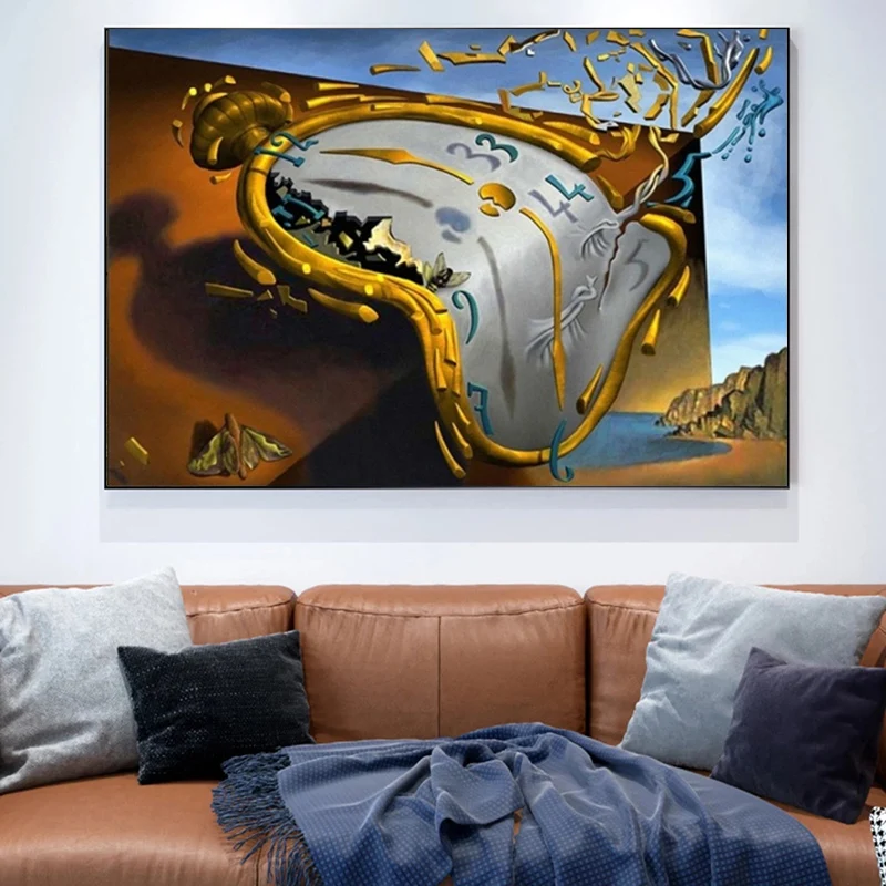 

The Persistence of Memory Canvas Paintings By Salvador Dali Famous Wall Art Clock Pictures Posters and Prints for Home Decor
