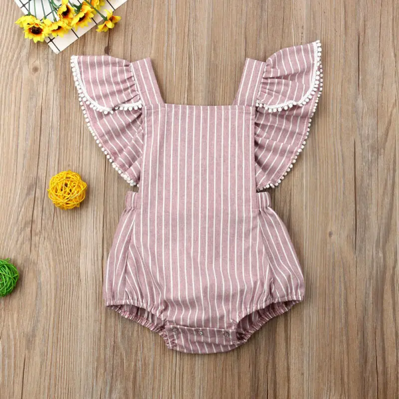 

Fashion Newborn Kids Baby Girl Stripe Summer Bodysuits Jumpsuit Playsuit Clothes
