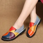Дизайнерская Женская обувь из натуральной кожи, лоферы без шнуровки, разноцветные Мокасины, женская обувь, женские балетки на плоской подошве, размера плюс