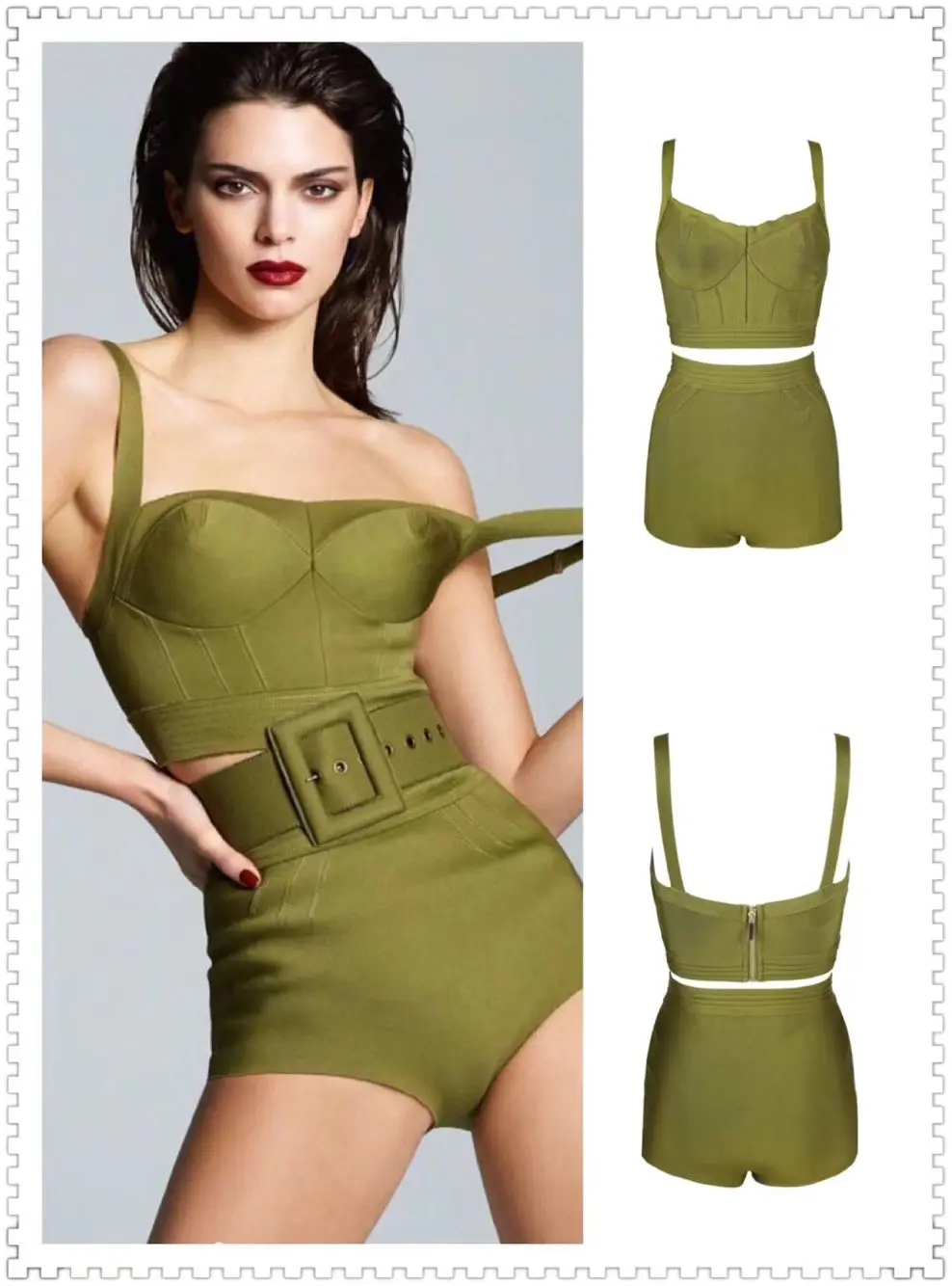 Высокое качество сексуальные женские квадратные воротнички Зеленые Сексуальные