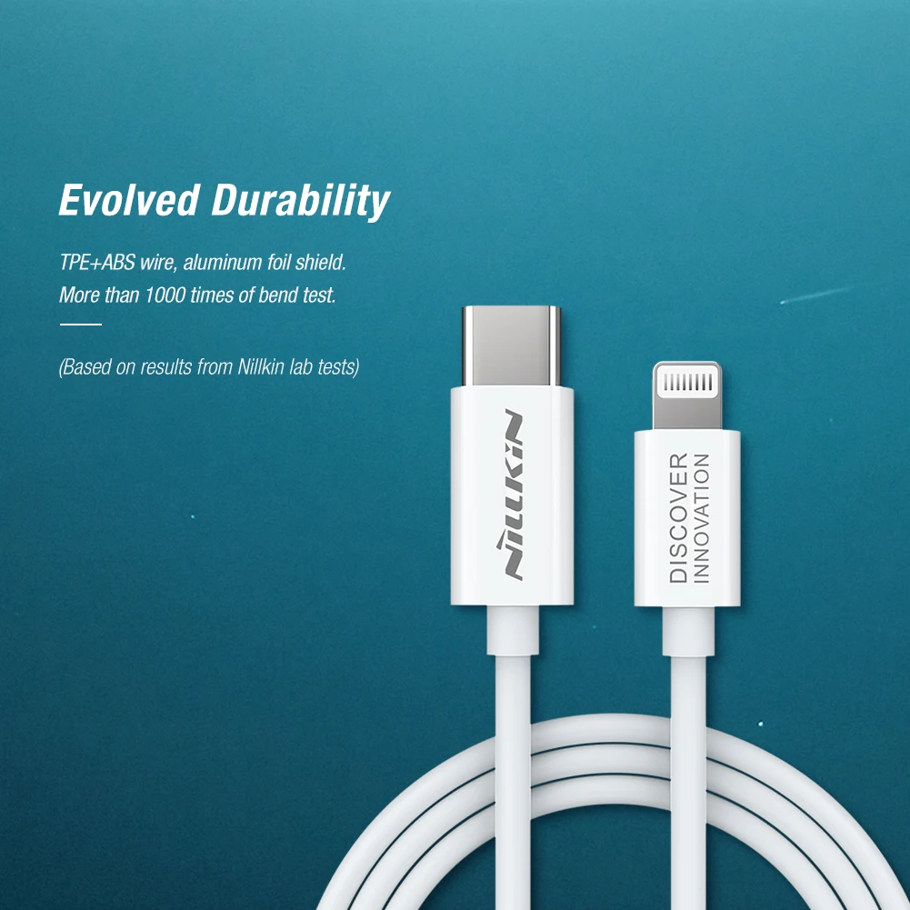 Nillkin Superspeed Usb кабель type-C для освещения 3A для iPhone X Xr Xs Max Быстрая зарядка с зарядным устройством type C PD для iPad Pro 10,5