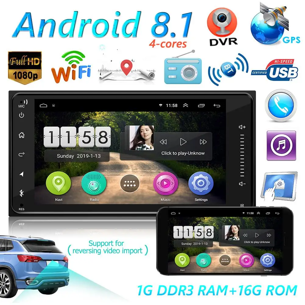 VODOOL 7 дюймовый автомобильный стерео Bluetooth GPS навигатор 2 DIN Android 8 1 USB MP5 плеер FM радио