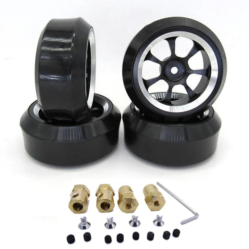 

2 Set RC Car Part: 1 Set Bridge with Shock Absorber Leaf Springs Suspension & 1 Set Wheel Rim and Drift Tire Tyre Set