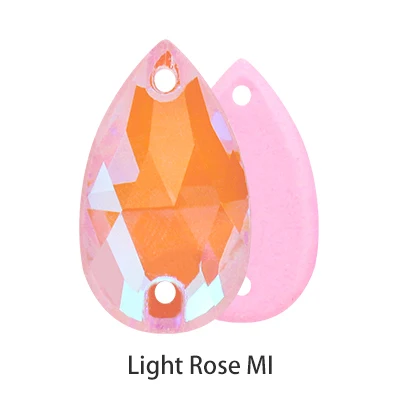 Light Rose MI Сияющие мерцающие мокко флуоресцентные капли слеза стекло пришивные стразы с плоской задней частью Стразы хрустальные пуговицы для шитья одежды ремесла - Цвет: Light Rose MI