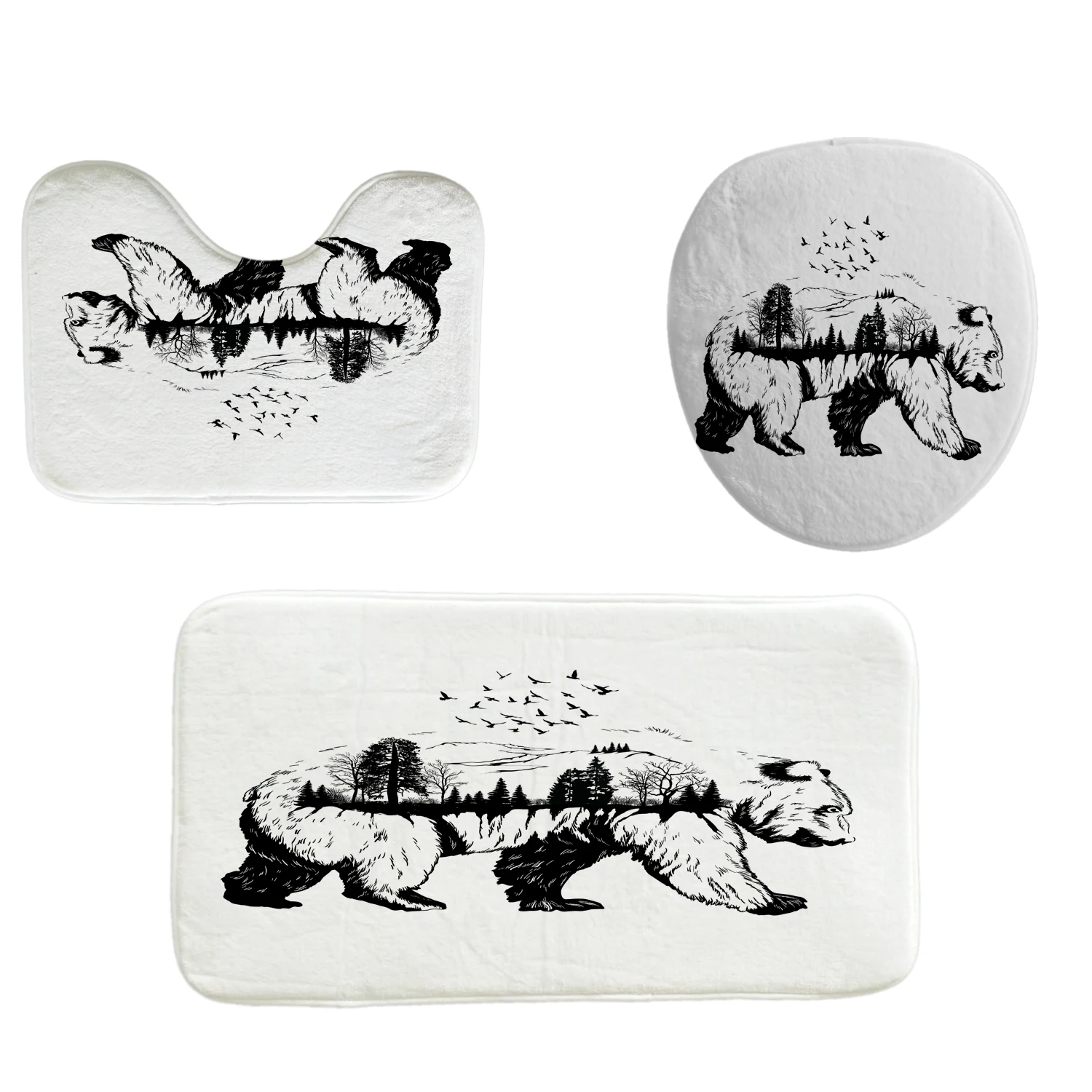 Водонепроницаемый Ванная комната комплект 4 шт. душ Шторы для прогулок и принтом