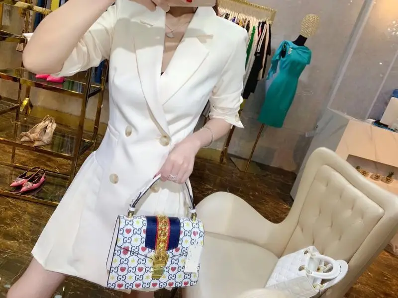 

Spring and Autumn Loose Waist Waist Was Thin Temperament Ladies Professional Wear Suit Stand-Up Collar Double-Breasted Pleated S