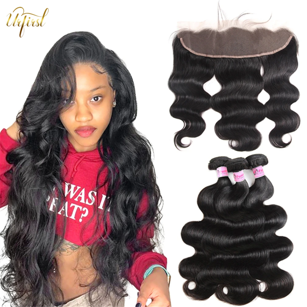 Бразильский объемная волна Связки с фронтальной натуральные неокрашенные