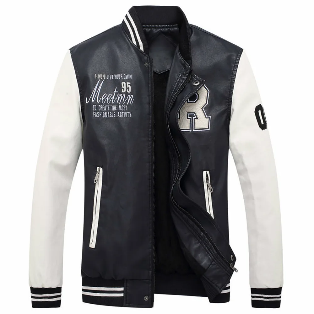 Covrlge Hot Sale Bomber Jackets Men Faux Leather Male Jacket Coats Casual Brand Autumn Winter Pilot Embroidery Outerwear MWP009 | Мужская