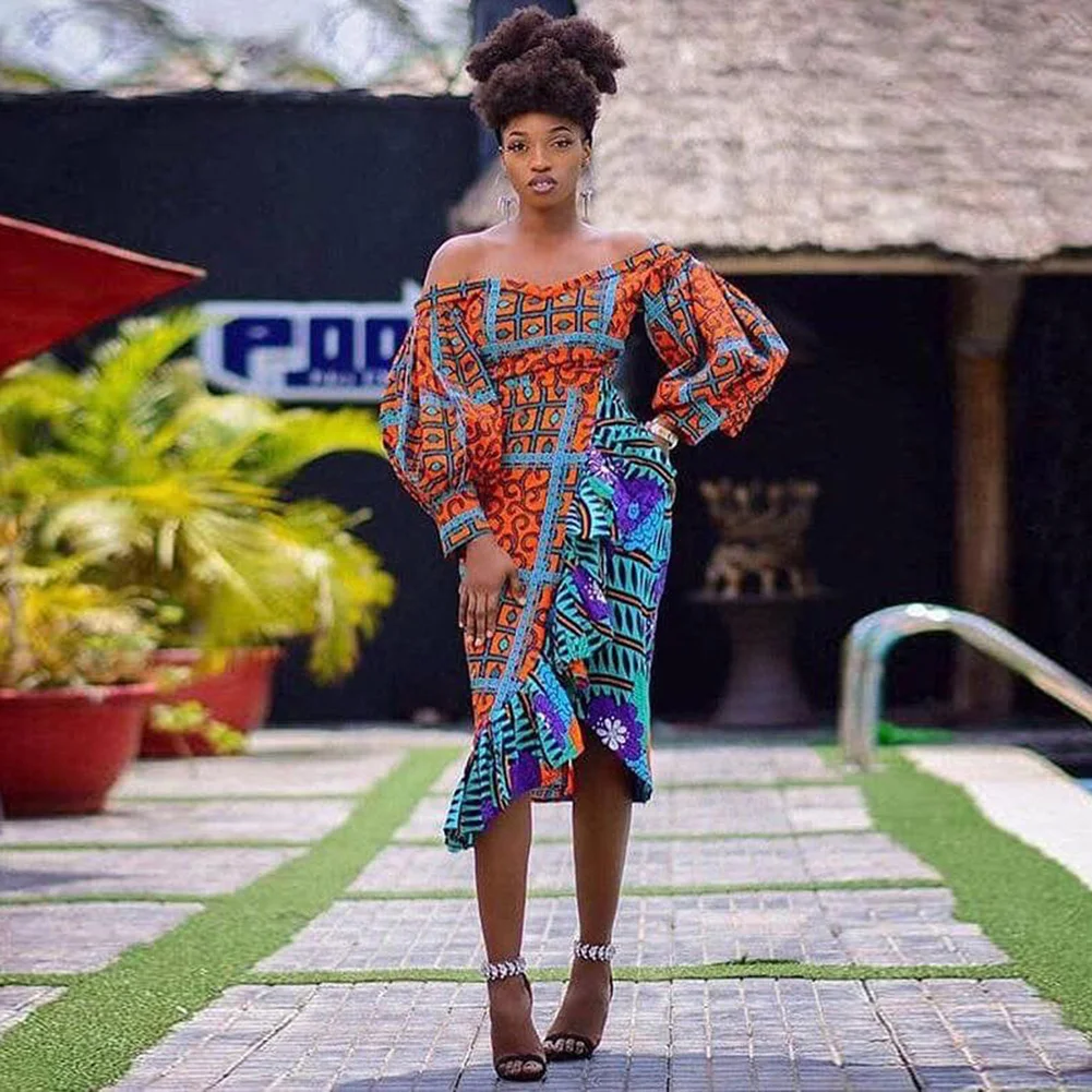 Bohisen африканские платья для женщин Дашики принт Анкара платье на молнии с