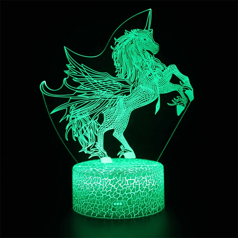 Креативный ночник с рисунком единорога 3D красочный сенсорный пульт