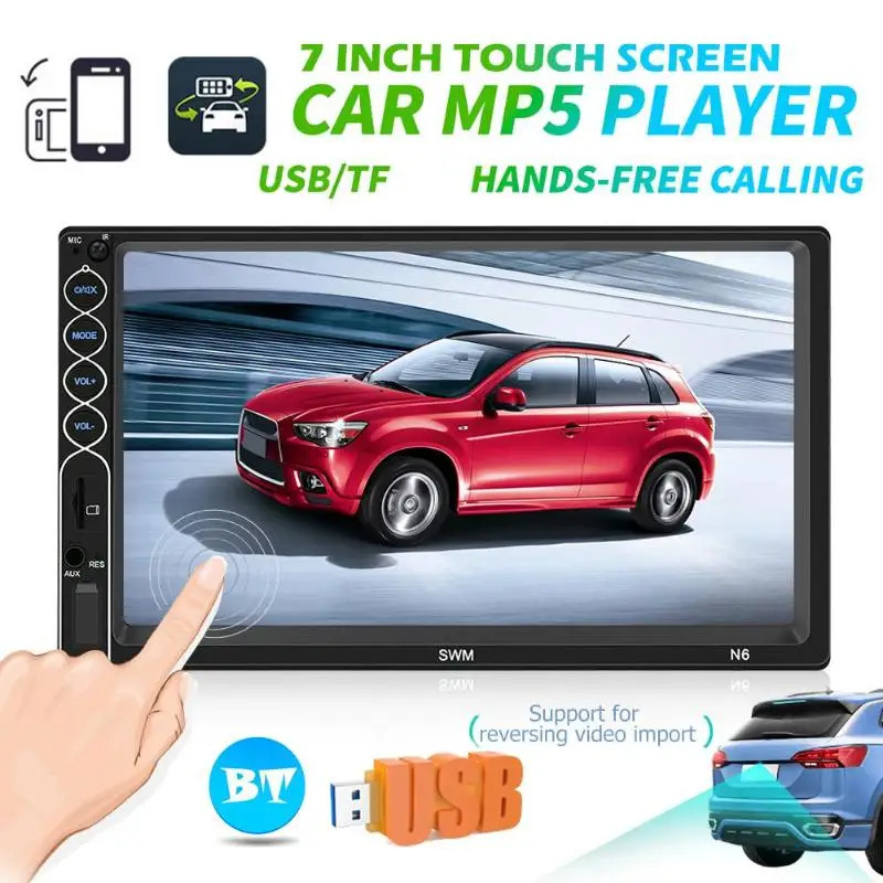 Автомагнитола SWM 2 DIN Bluetooth USB AUX 7 дюймов сенсорный экран|Автомагнитолы| |