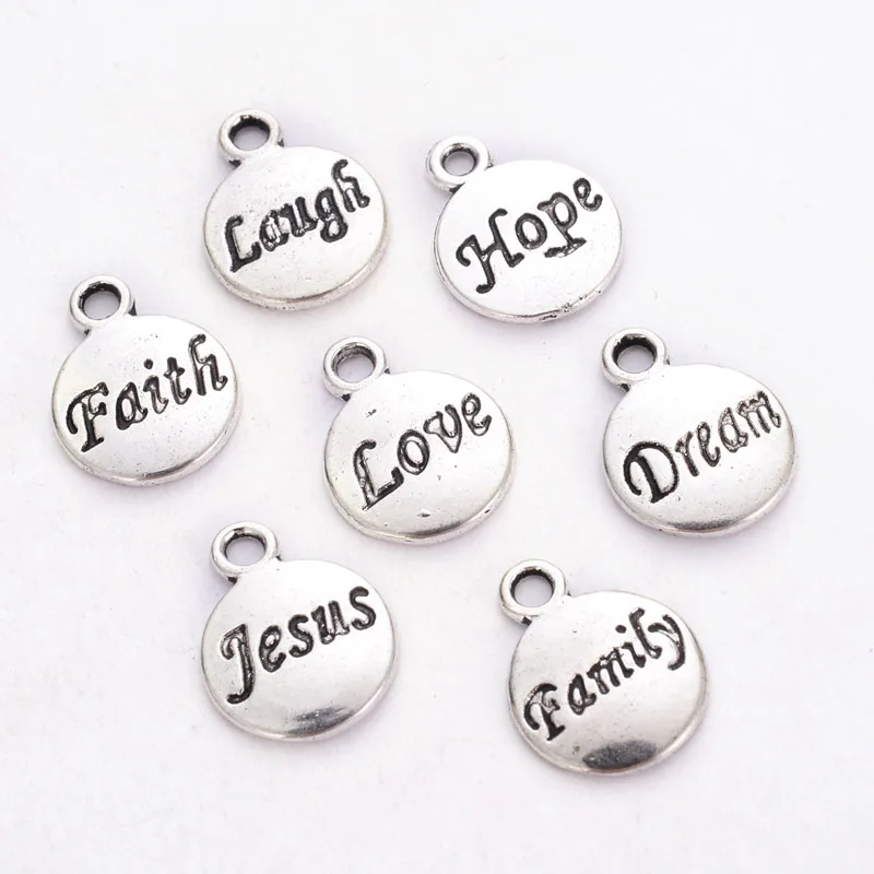 Смешанный посеребренный круглый кулон с буквами креативный DIY браслет ожерелье