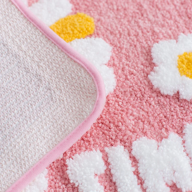 40x60cm Bath Mat Cute Cartoon Daisy Flocking Floor Mats Home Bathroom Non-Slip Carpet Rugs Bedroom Kitchen Absorbent Door | Дом и сад