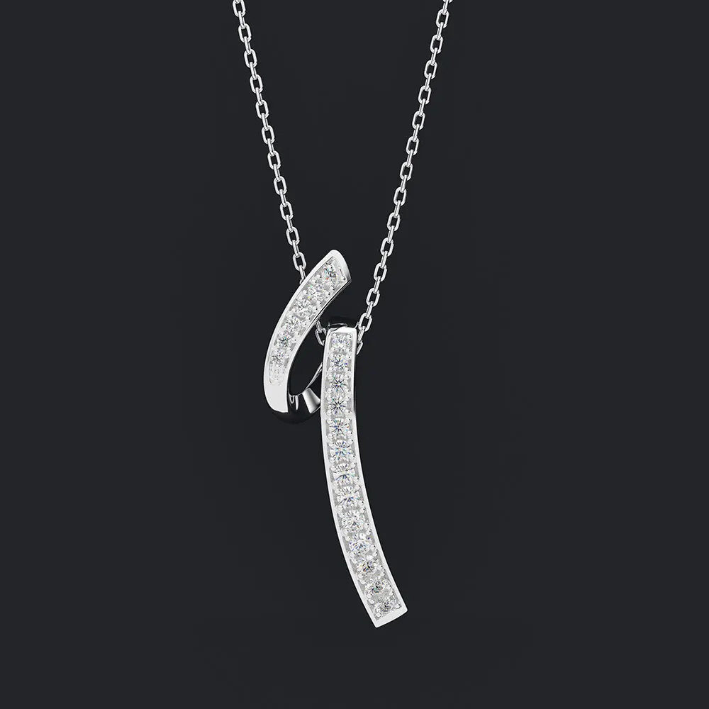 White Gold Wong Rain трендовый 925 Стерлинговое Серебро искусственный муассанит драгоценный камень кулон из белого золота ожерелье ювелирные изделия Прямая - Цвет камня: White Gold