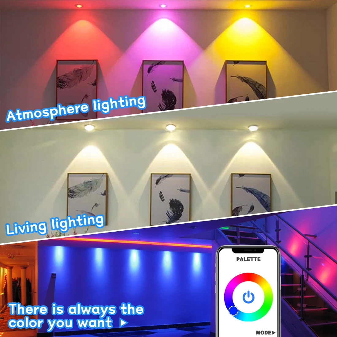 Умный Светодиодный точечный светильник 7 Вт RGB Bluetooth 220 В | Лампы и освещение