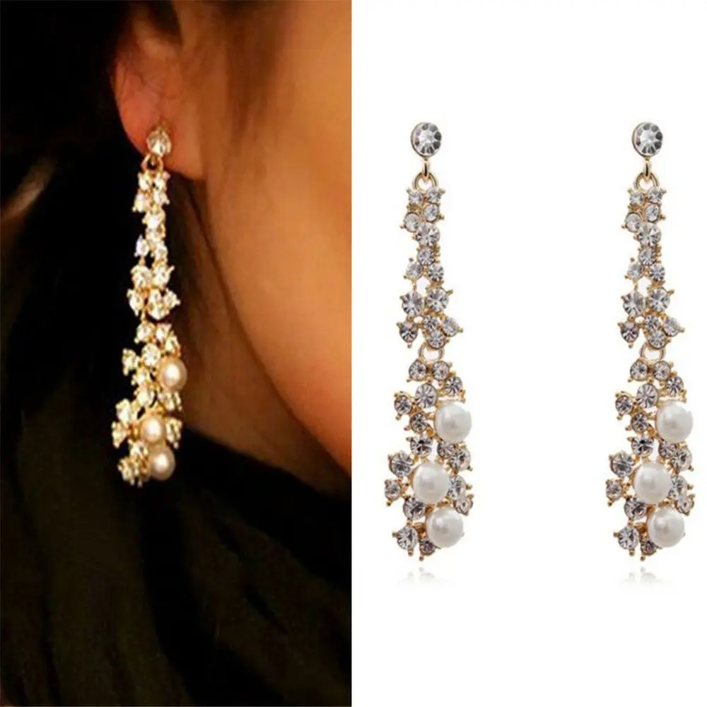 Женские Висячие серьги люстры 1 пара модные хрустальные жемчужные стразы