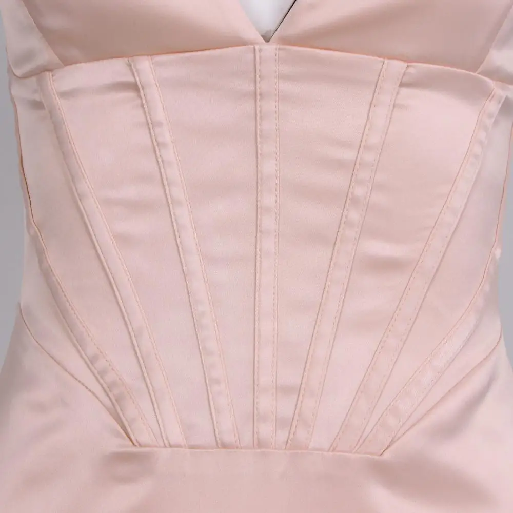 

New Arrival Women Sexy Designer Satin Sparkly Pink Party Dress Ladies Charming Trendy Mini Dress