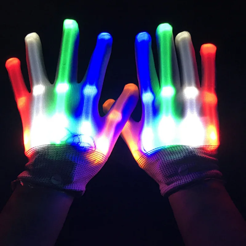 СВЕТОДИОДНЫЕ светящиеся перчатки для Хэллоуина с пальцами взрослых и детей