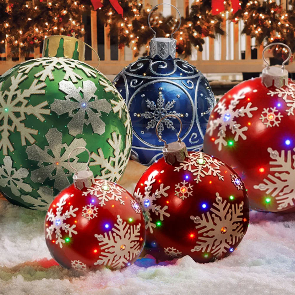 

60cm Christmas Balls 2021 New Year Party Gift Xmas Decor Christmas Tree Decorations PVC Inflatable Balloon Toys for Home Outdoor