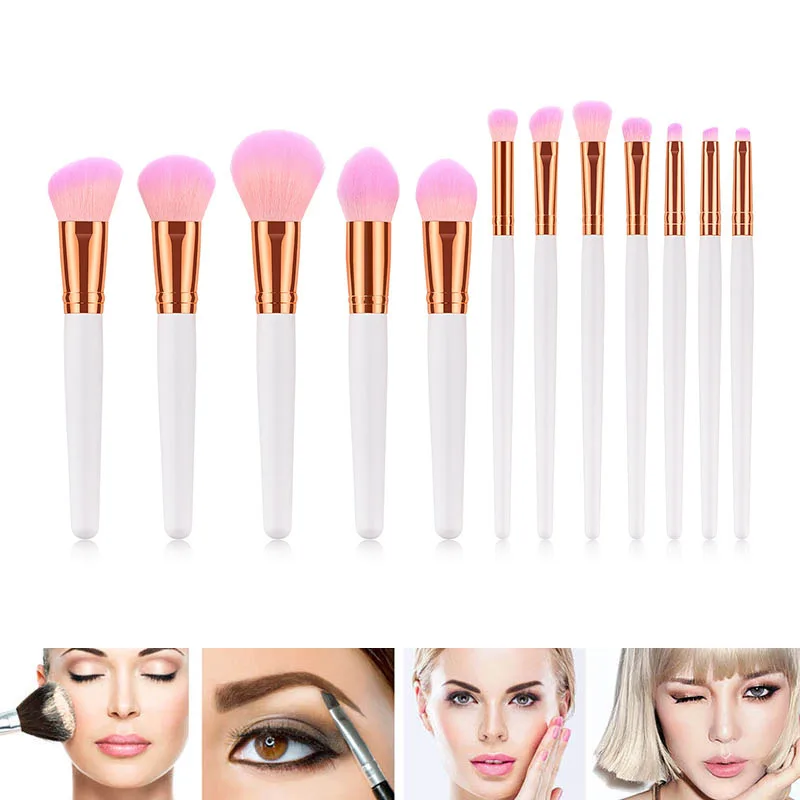 

12pcs Makeup Brushes Set White Handle Soft Hair Blusher Cosmetics Tools EY669