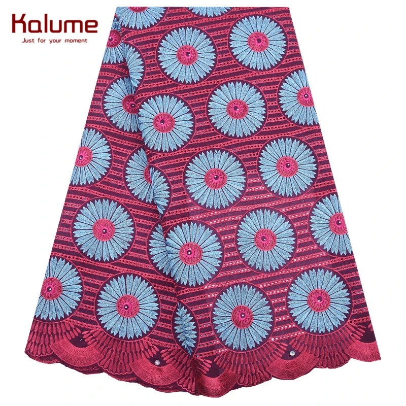 Kalume Высокое качество африканская швейцарская хлопковая кружевная ткань