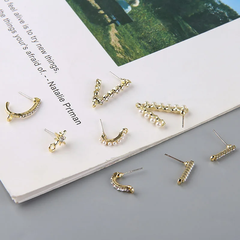 6 шт. корейский дизайн стразы серьги гвоздики для женщин дамы жемчужина Любовь V