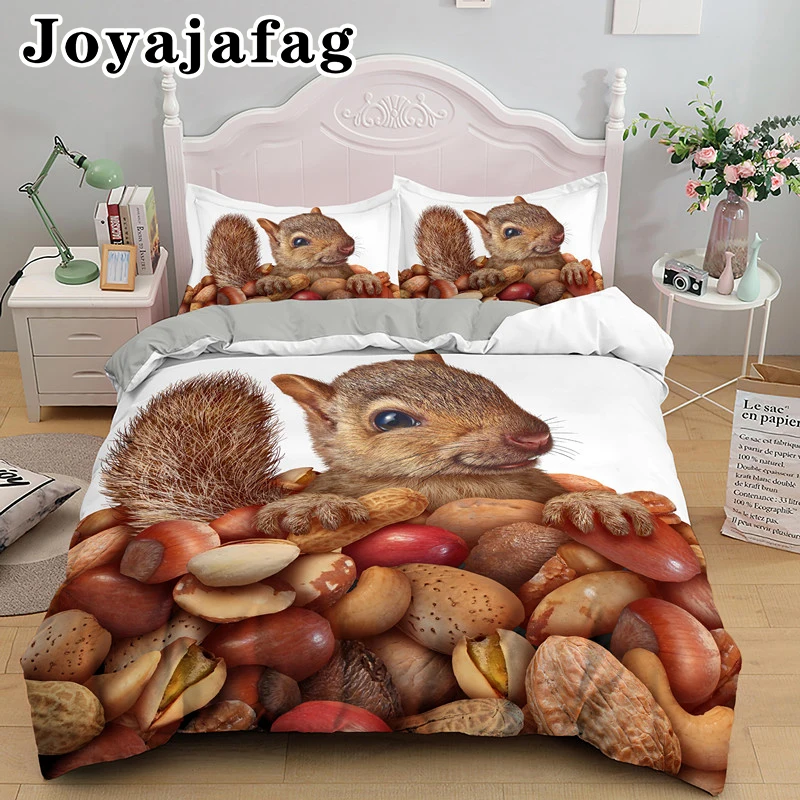 

Funny Animal Squirrel Bedding Set Unique Bedclothes 2/3pcs Bed Sets Single Double King Queen Duvet Cover With Pillowcase