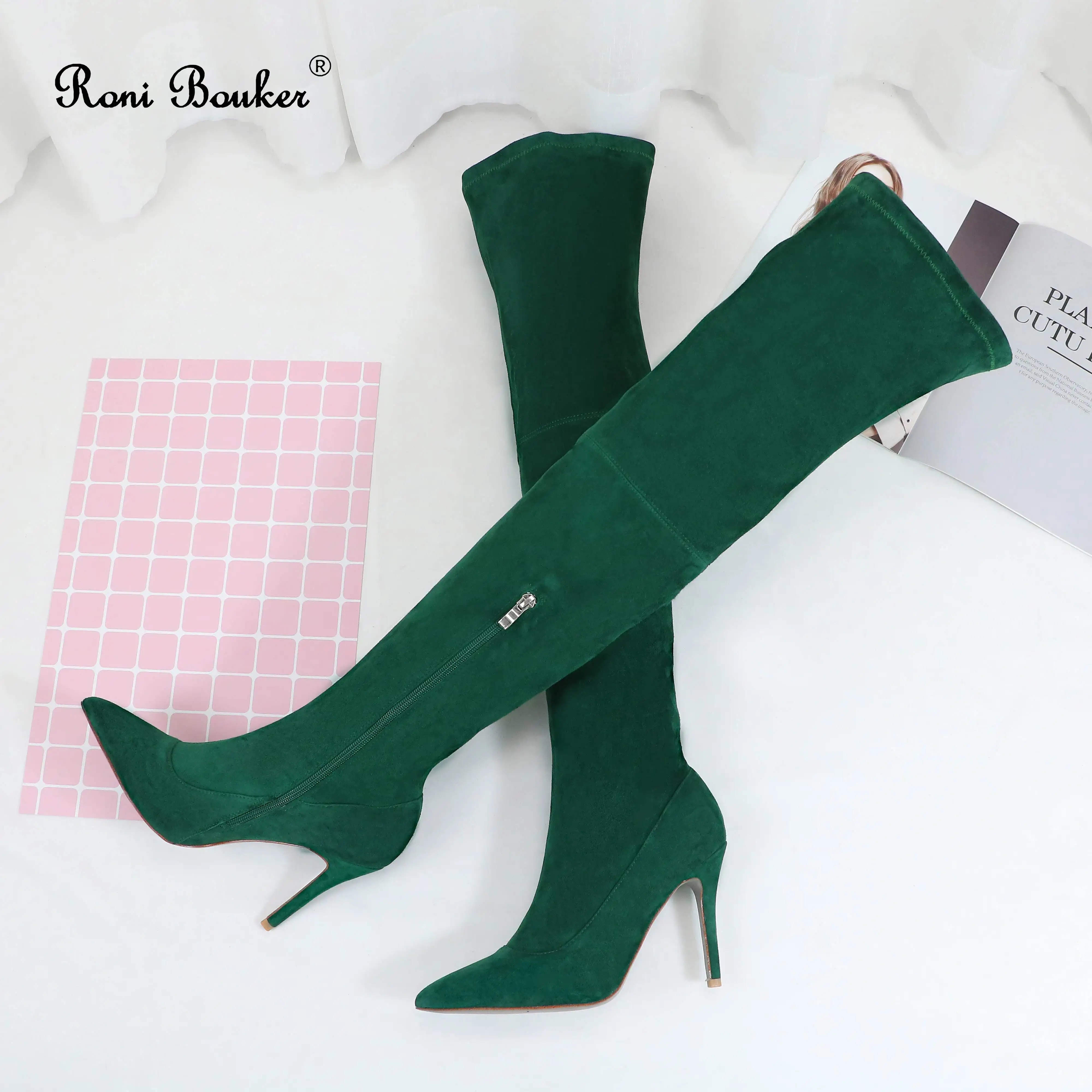 Женские осенне-зимние длинные сапоги выше колена на молнии | Обувь