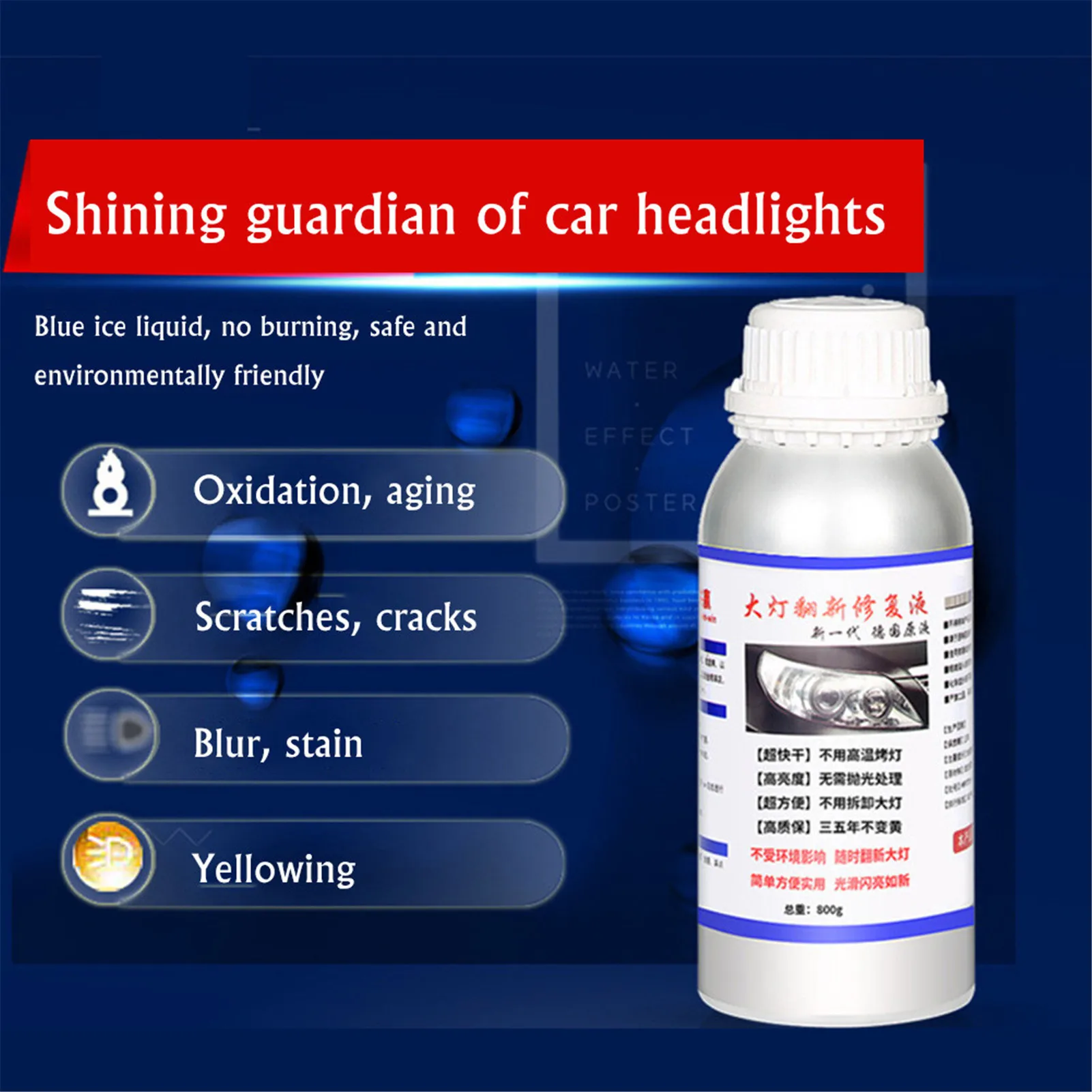 

800ml Car Headlight Repair Kit Set Headlight Refurbished Liquid Coating Agent Automotive Repair Equipment Drop Shipping