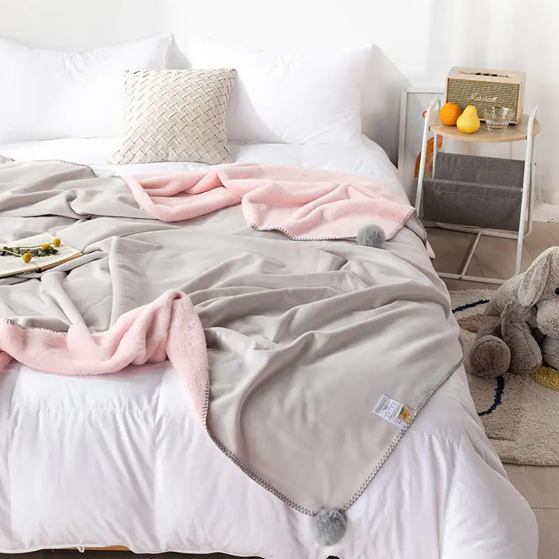 Двухстороннее плюшевое одеяло с подбором цветов Модное теплое для сна плюшевым