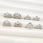 Женские кольца с короной и кристаллом циркона, свадебные ювелирные украшения для невесты, обручальное кольцо для девушек, 2021