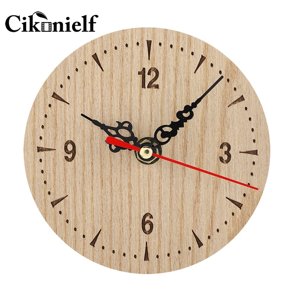 Винтажные круглые деревянные настольные настенные аналоговые часы для дома