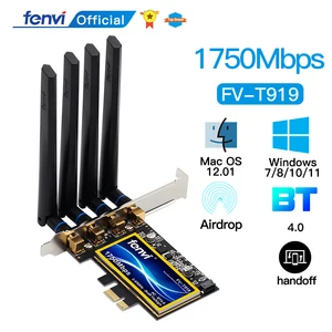PCIe Wi-Fi карта Fenvi T919 для настольного ПК, 1750 Мбитс, BCM94360 для MacOS Hackintosh 802.11AC Bluetooth 4,0, двухдиапазонный беспроводной адаптер Win10