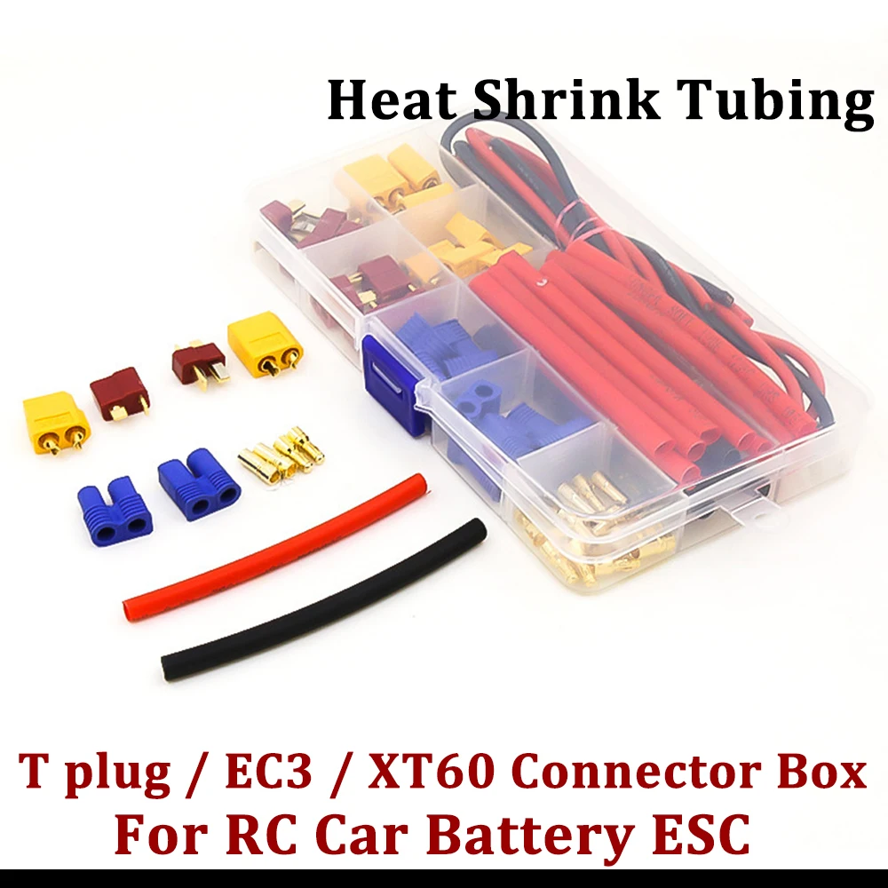 

T Plug XT60 EC3 plug Male Female Connector tool box 14AWG Heat Shrink Tubes Silicone Wire 3.5mm Banana for RC Car Lipo Battery