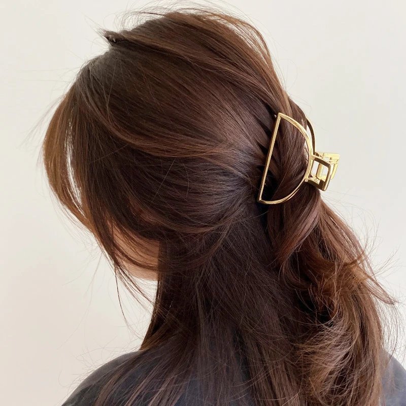 SRCOI Геометрический полукруглый зажим для волос из металла, простая ретро головная укладка для женщин.