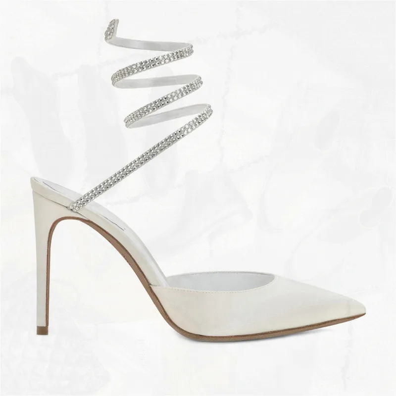 Обувь женские босоножки на высоком каблуке атласные туфли-лодочки со стразами и