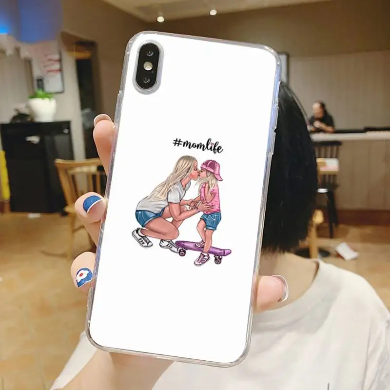 

Mom and baby family love Phone Case Transparent for iPhone 6 7 8 11 12 s mini pro X XS XR MAX Plus
