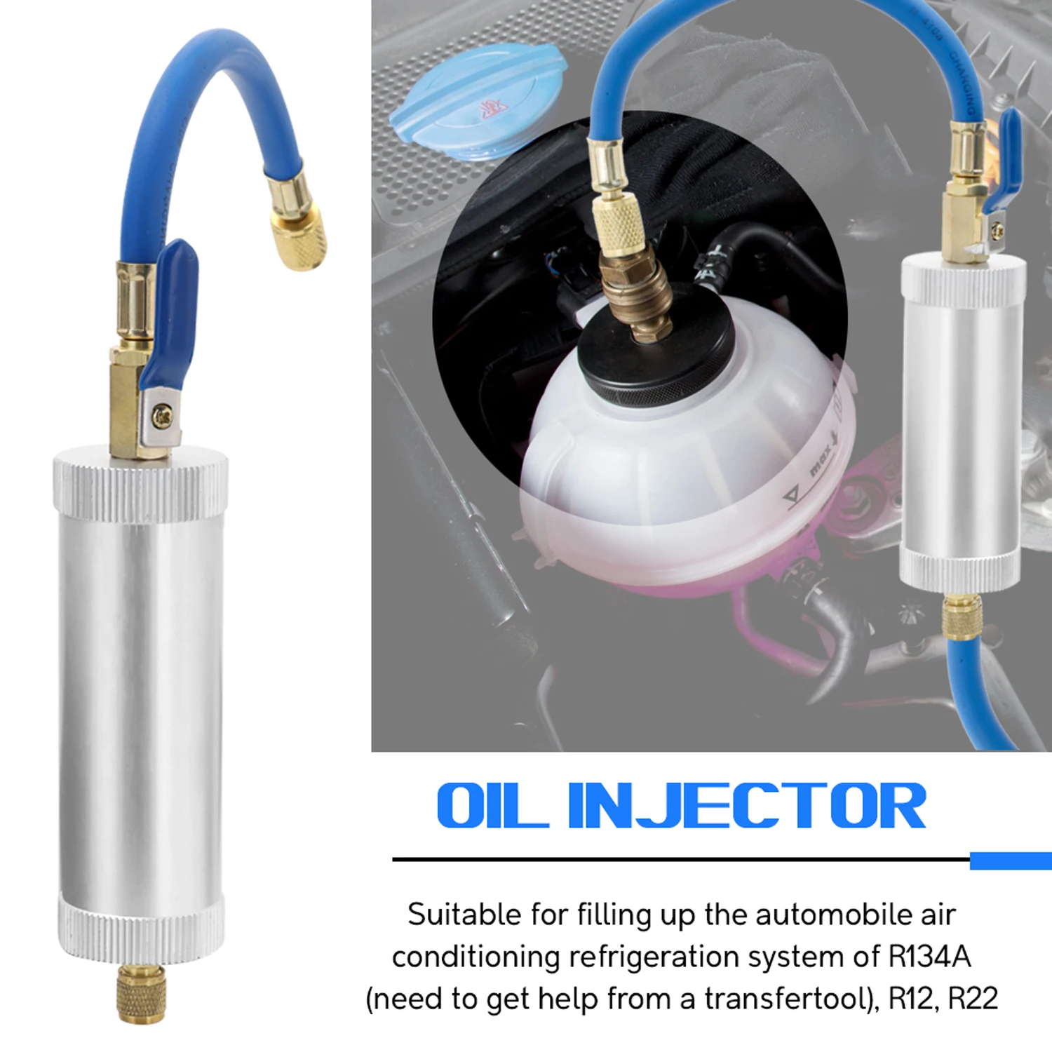 

Dye Injector Air Conditioning Car Oil Injection R12 R134A R22 Dye Injection 2 Ounce Pure Liquid Coolant Filler Tube
