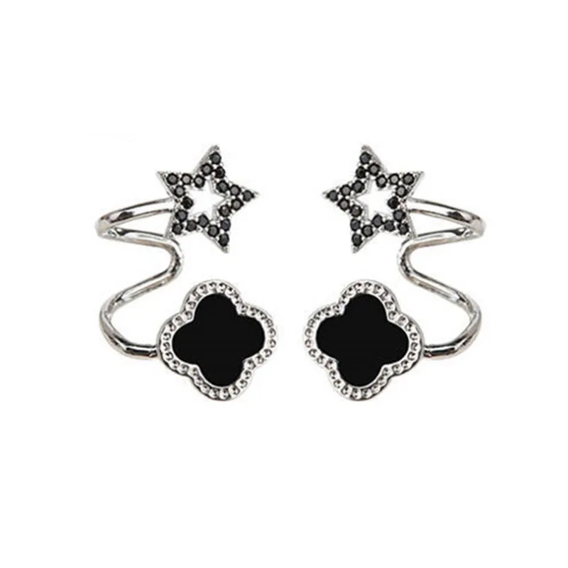 

zq Earrings Women's Sterling Silver Anti-Allergy Fashionable Elegant Clover High-Grade Earrings New