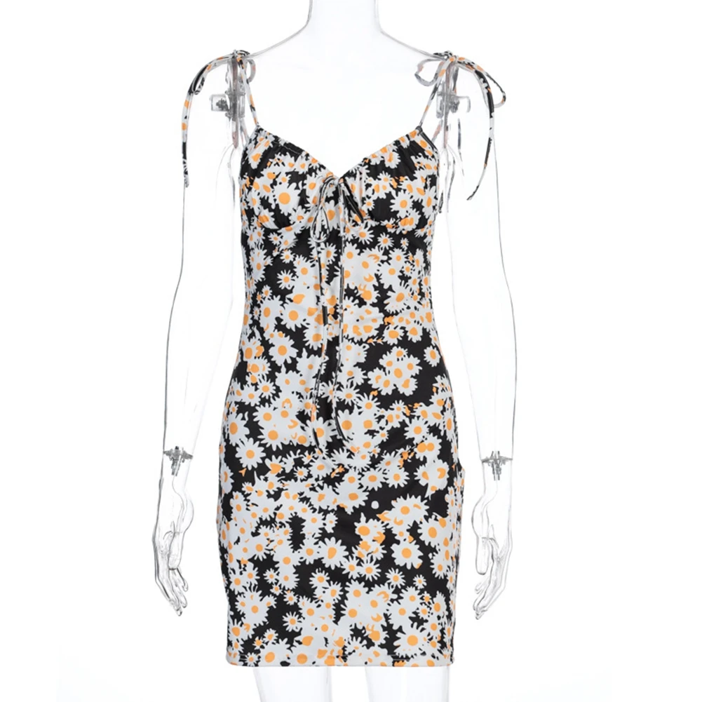 Новое поступление женское летнее платье на бретельках с цветочным принтом