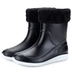 Мужские резиновые непромокаемые ботинки без шнуровки, уличные повседневные рыболовные ботинки, зимняя плюшевая обувь для студентов, обувь для дождя, мужские ботинки