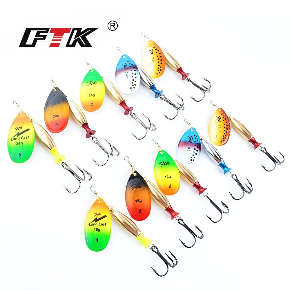 FTK Fishing Lure Willow Spinner Bait 18g/24g Spinner Bait With Beads With Mustad Treble Hooks For Lure Fishing