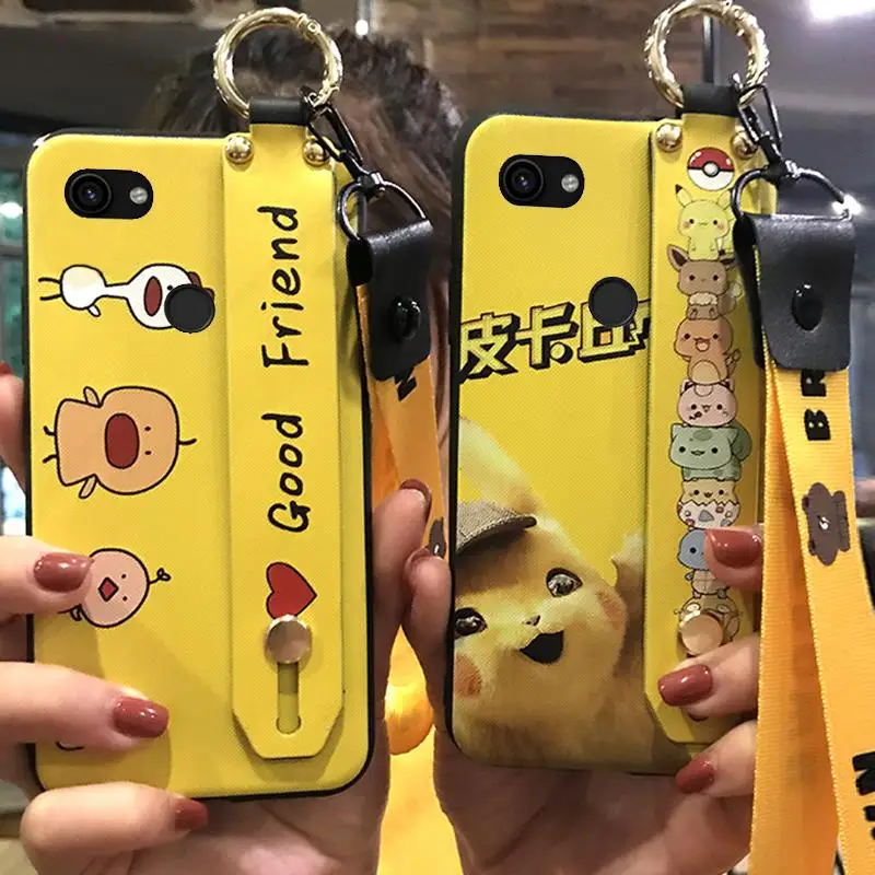 Ударопрочный чехол для телефона с ремешком на запястье Google Pixel 3A XL мультяшный