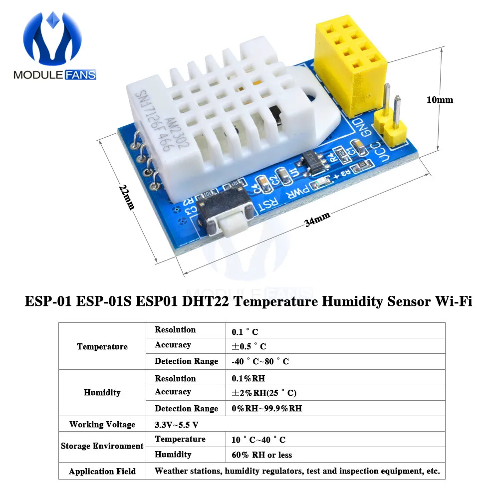 DHT22 AM2302 датчик температуры и влажности беспроводной модуль Wifi щит ESP8266 ESP-01/01 S Адаптер Заменить SHT11 SHT15