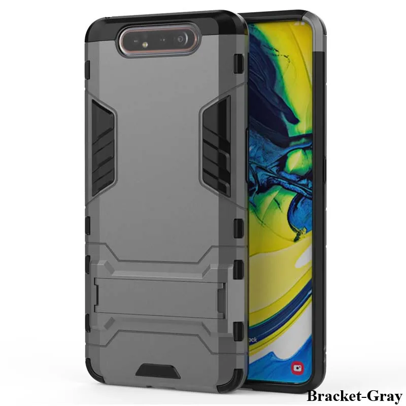 Bracket Gray Армированный чехол для samsung Galaxy A10 A20 A30 A40 A50 A60 A70 A80 A90 M10 M20 M30 M40 A50s A70s M30s покрытие автомобиля кольцо для телефона с бумажником - Цвет: Bracket Gray