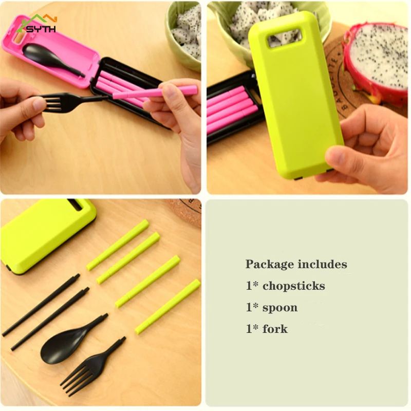 ABS пластиковые столовые приборы набор из трех предметов портативный дорожный