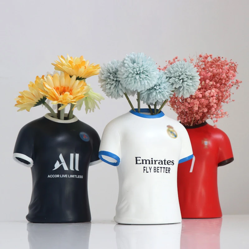 

GIEMZA Football Jersey Vase T-shirt 1pc White Resin Short Sleeve Decor Sports House Individual Modern Living Room Decoration