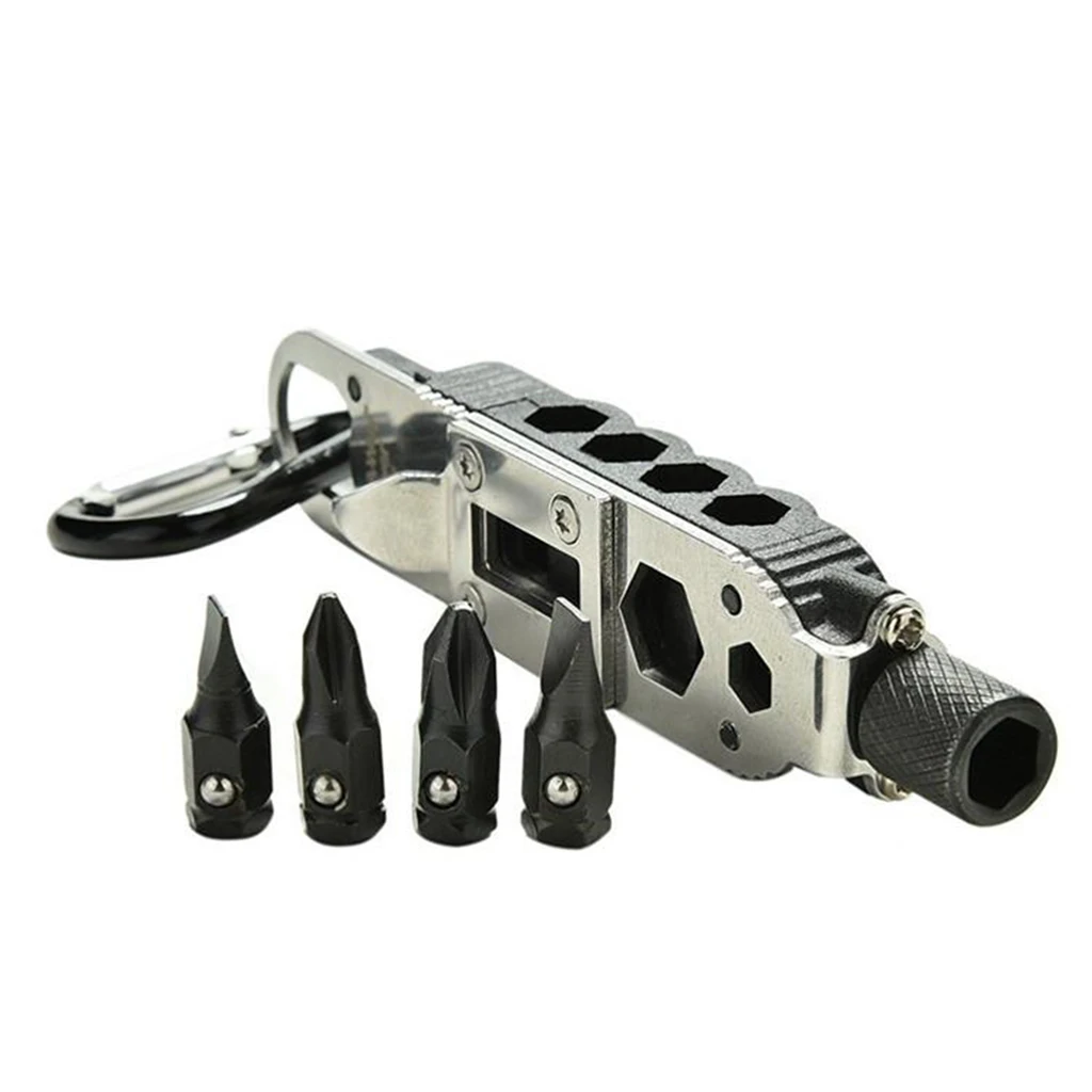 

Alloy Compact Multi Tools Screwdriver Outdoor Keychain Hexagon Wrench LED Light Camping