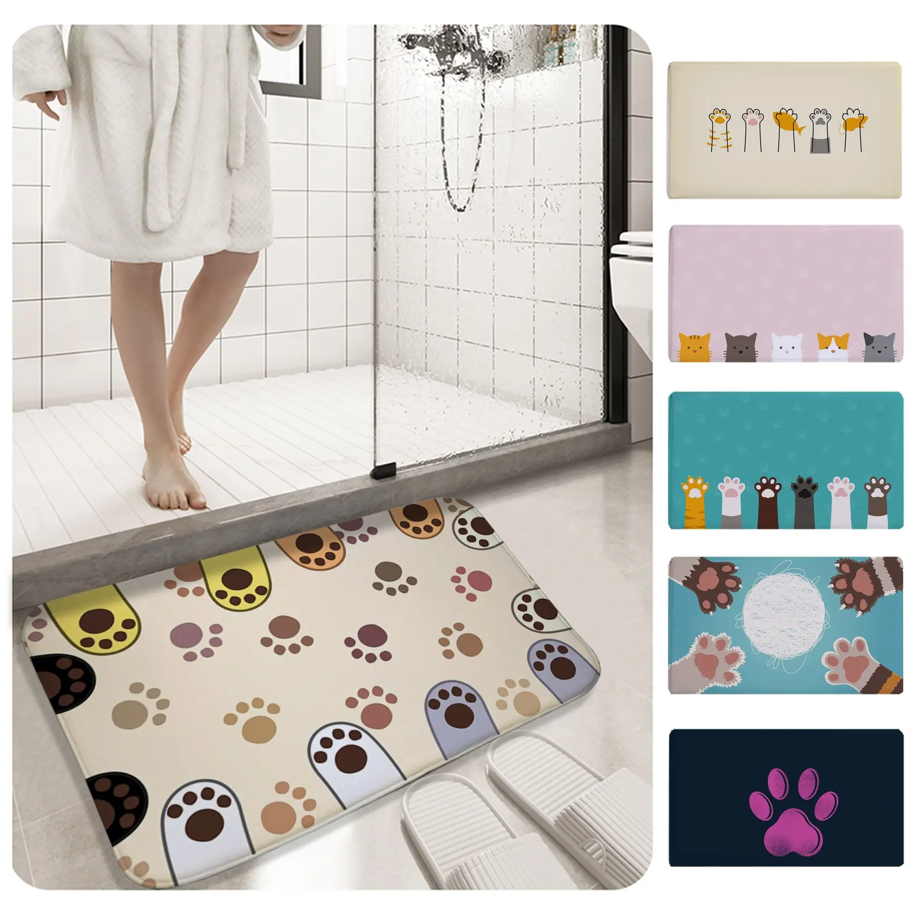 

cat foot paw Mat Camper Carpet Bathroom Entrance Doormat Bath Indoor Floor Rugs Absorbent Mat Anti-slip Kitchen Rug
